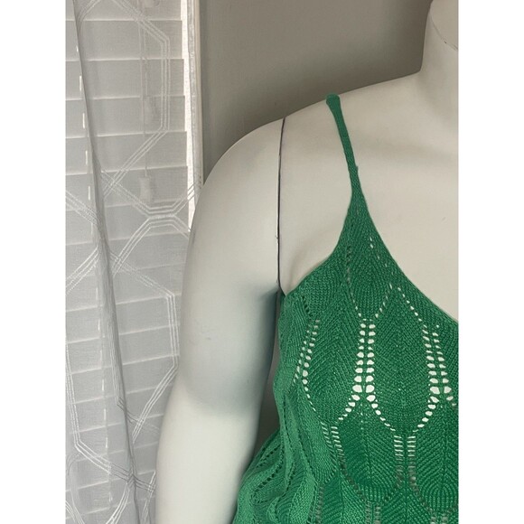Plus Size 2X Green Knit Crochet Tank Top Sleeveless Layering Piece Boho - Picture 8 of 9